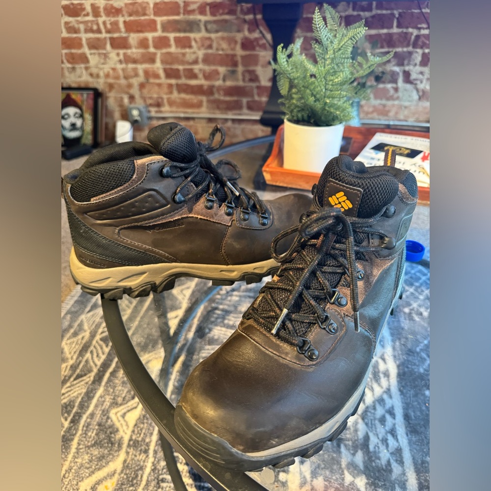 Columbia waterproof work boots. Light weight, good traction.  Worn a few times.